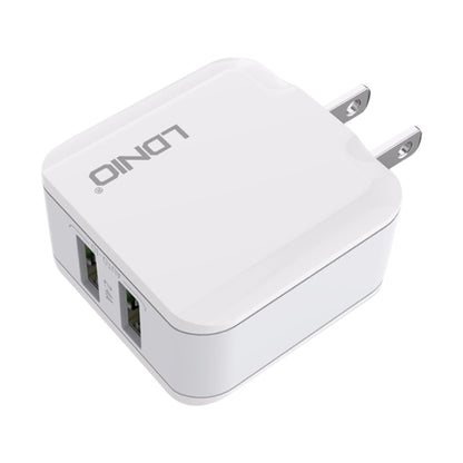 LDNIO A2201 2.4A Dual USB Charging Head Travel Direct Charge Mobile Phone Adapter Charger With Type-C Data Cable (US Plug) - USB Charger by LDNIO | Online Shopping South Africa | PMC Jewellery | Buy Now Pay Later Mobicred