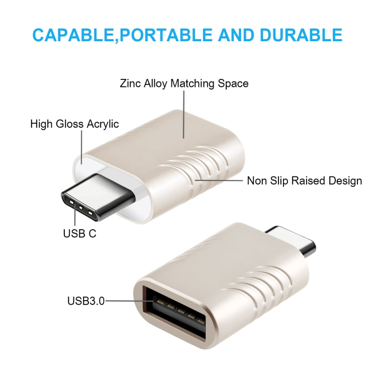 2 PCS SBT-148 USB-C / Type-C Male to USB 3.0 Female Zinc Alloy Adapter(Champagne Gold) - Converter & Adapter by PMC Jewellery | Online Shopping South Africa | PMC Jewellery | Buy Now Pay Later Mobicred