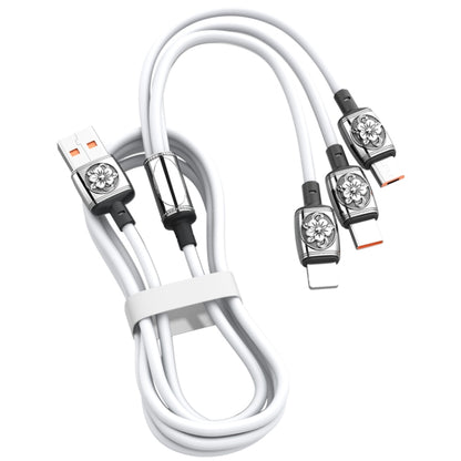 YT23085 Carved 3.5A 3 in 1 USB to Type-C / 8 Pin / Micro USB Fast Charging Cable, Cable Length: 1.2m(White) - Multifunction Cable by PMC Jewellery | Online Shopping South Africa | PMC Jewellery | Buy Now Pay Later Mobicred