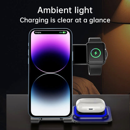 W43 15W 3 in 1 Aluminum Alloy Wireless Charging Stand (Purple) - Wireless Charger by PMC Jewellery | Online Shopping South Africa | PMC Jewellery | Buy Now Pay Later Mobicred