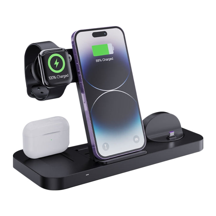 6 in 1 Multifunctional Foldable Vertical Wireless Charger (Black) - Wireless Charger by PMC Jewellery | Online Shopping South Africa | PMC Jewellery | Buy Now Pay Later Mobicred