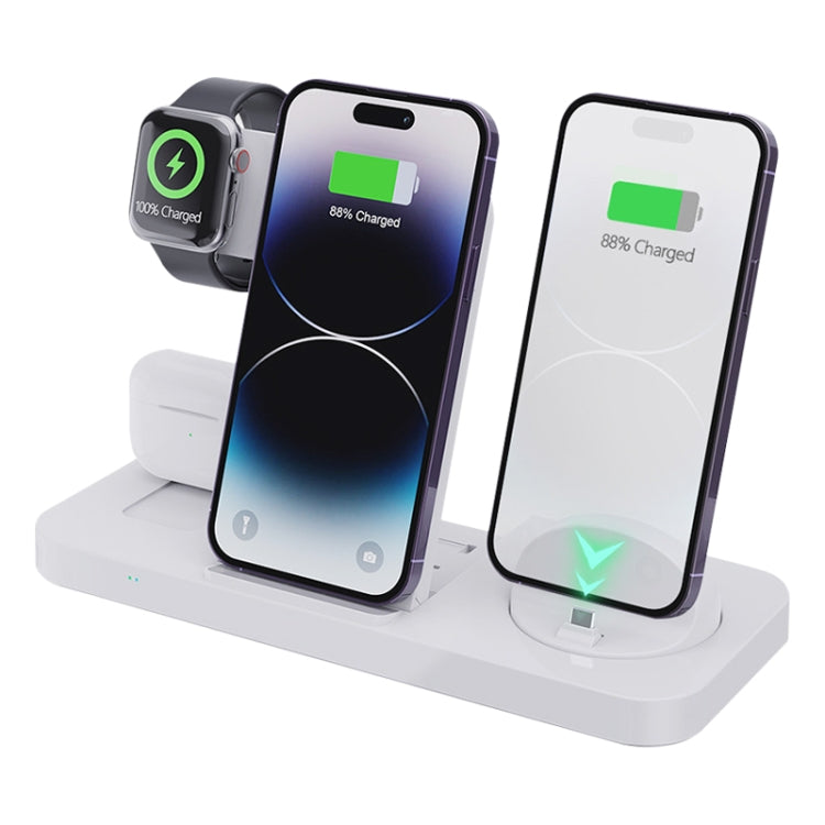 6 in 1 Multifunctional Foldable Vertical Wireless Charger (White) - Wireless Charger by PMC TechLife | Online Shopping South Africa | PMC TechLife