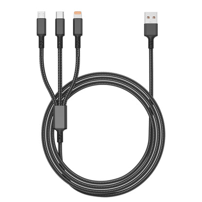 Orange Plug 3A 3 in 1 USB to Type-C / 8 Pin / Micro USB Fast Charging Cable, Cable Length: 1.2m(Black) - Multifunction Cable by PMC Jewellery | Online Shopping South Africa | PMC Jewellery | Buy Now Pay Later Mobicred