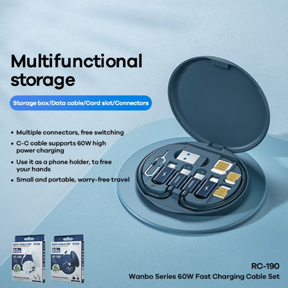 REMAX RC-190 Wanbo Series 60W Fast Charging Cable Multifunction Storage Box Set (White) - Cable Organizer by REMAX | Online Shopping South Africa | PMC Jewellery | Buy Now Pay Later Mobicred