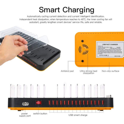 WLX-815 100W 15 Ports USB Fast Charging Dock Smart Charger with Phone & Tablet Holder, UK Plug - Multifunction Charger by PMC Jewellery | Online Shopping South Africa | PMC Jewellery | Buy Now Pay Later Mobicred