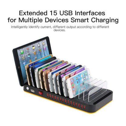 WLX-815 100W 15 Ports USB Fast Charging Dock Smart Charger with Phone & Tablet Holder, US Plug - Multifunction Charger by PMC Jewellery | Online Shopping South Africa | PMC Jewellery | Buy Now Pay Later Mobicred