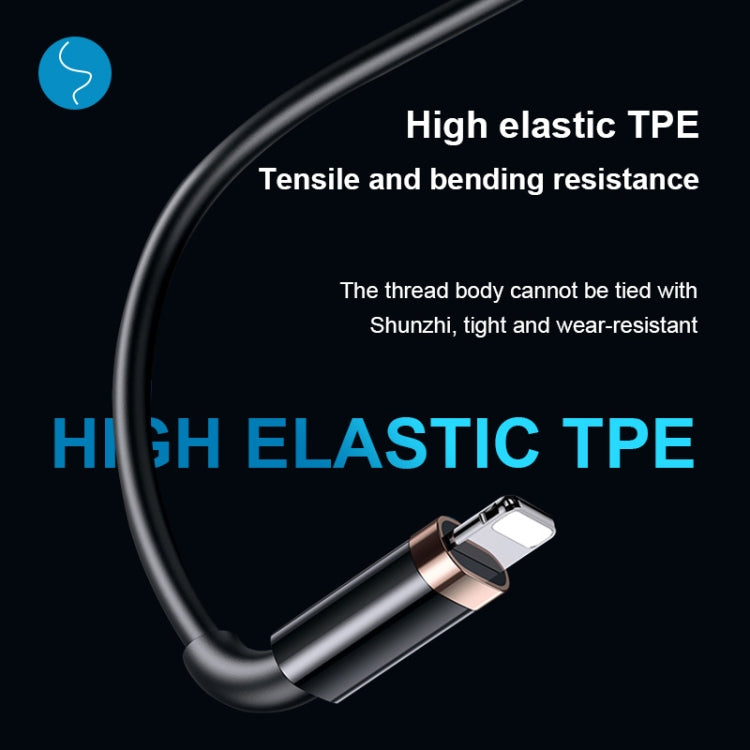 USAMS US-SJ485 U63 Type-C / USB-C to 8 Pin PD 20W Smooth Aluminum Alloy Fast Charging Data Cable, Length: 2m (Black) - Normal Style Cable by USAMS | Online Shopping South Africa | PMC Jewellery | Buy Now Pay Later Mobicred