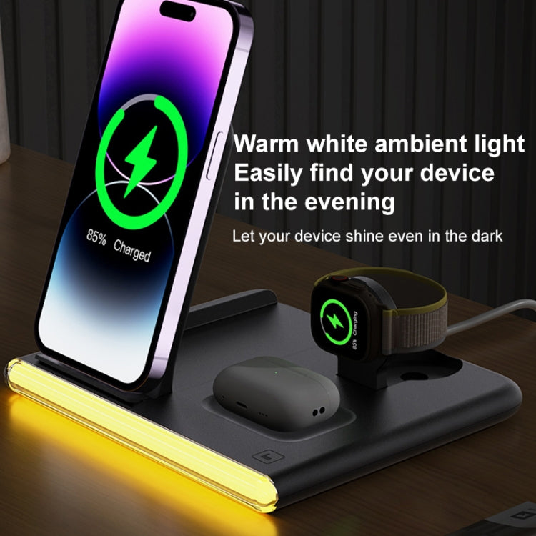 C27 15W 4 in 1 Foldable Magnetic Wireless Charger with Ambient Light (Black) - Wireless Charger by PMC Jewellery | Online Shopping South Africa | PMC Jewellery | Buy Now Pay Later Mobicred