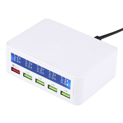 40W QC3.0  2.4A  4-USB Ports Fast Charger Station Travel Desktop Charger Power Adapter with LCD Digital Display, EU Plug - Multifunction Charger by PMC Jewellery | Online Shopping South Africa | PMC Jewellery | Buy Now Pay Later Mobicred