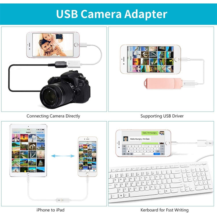 8 Pin to Single USB Port Camera Adapter, Support iOS 9.2 or Above (White) - Converter & Adapter by PMC Jewellery | Online Shopping South Africa | PMC Jewellery | Buy Now Pay Later Mobicred