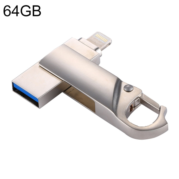 RQW-10F 2 in 1 USB 2.0 & 8 Pin 64GB Keychain Flash Drive - U Disk & Card Reader by PMC Jewellery | Online Shopping South Africa | PMC Jewellery | Buy Now Pay Later Mobicred