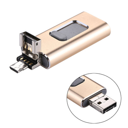 easyflash RQW-01B 3 in 1 USB 2.0 & 8 Pin & Micro USB 32GB Flash Drive(Gold) - U Disk & Card Reader by PMC Jewellery | Online Shopping South Africa | PMC Jewellery | Buy Now Pay Later Mobicred