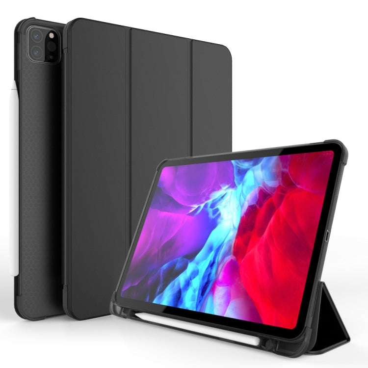 Three-folding Shockproof TPU Protective Case for iPad Pro 11 inch (2018) / (2020), with Holder & Pen Slot(Black) - iPad Pro 11 (2018) Cases by PMC TechLife | Online Shopping South Africa | PMC TechLife