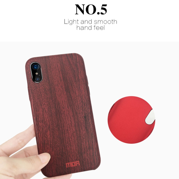 For iPhone X MOFI Element Series Wood Texture Soft Protective Back Cover Case(Wine Red) - More iPhone Cases by MOFI | Online Shopping South Africa | PMC Jewellery