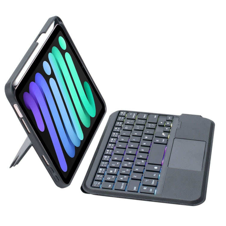 T06-AS For iPad mini6 Touch Backlight Split Type Bluetooth Keyboard Leather Case - For iPad mini by PMC TechLife | Online Shopping South Africa | PMC TechLife