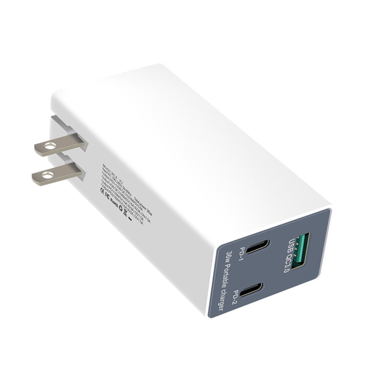 WLX-X3 36W 90 Degrees Foldable Pin Portable Multi-function USB Charger, US Plug - Multifunction Charger by PMC Jewellery | Online Shopping South Africa | PMC Jewellery | Buy Now Pay Later Mobicred