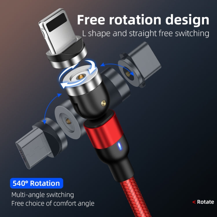 1m 2A Output USB to 8 Pin Nylon Braided Rotate Magnetic Charging Cable(Red) - Charging Cable & Head by PMC Jewellery | Online Shopping South Africa | PMC Jewellery | Buy Now Pay Later Mobicred