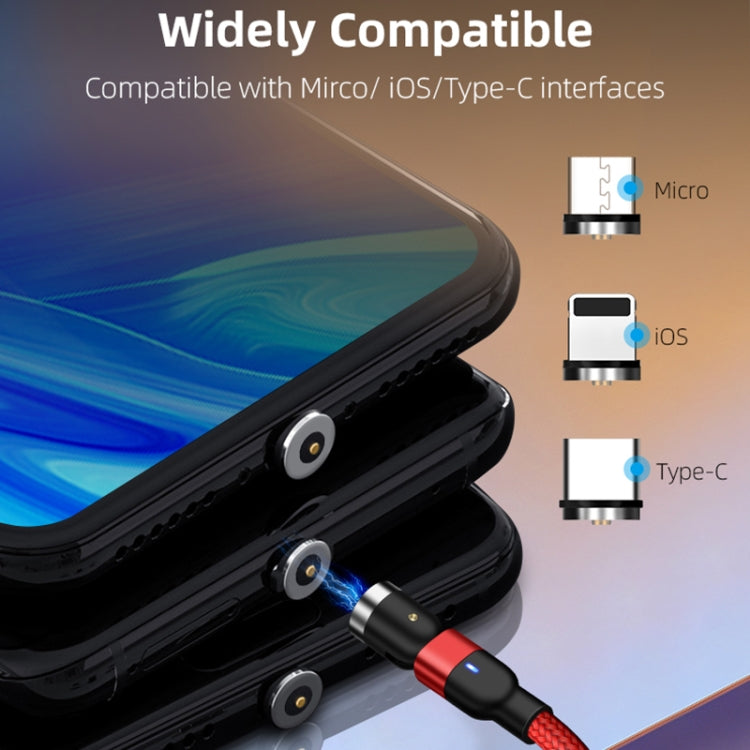 1m 2A Output 3 in 1 USB to 8 Pin + USB-C / Type-C + Micro USB Nylon Braided Rotate Magnetic Charging Cable (Red) - free shipping - PMC Jewellery - Order now!