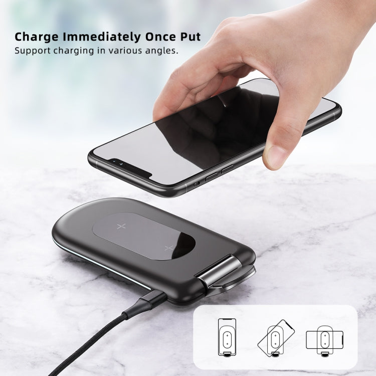 ROCK W30 15W Mobile Phone Wireless Charger Foldable Desktop Holder (Black) - Wireless Charger by ROCK | Online Shopping South Africa | PMC Jewellery | Buy Now Pay Later Mobicred