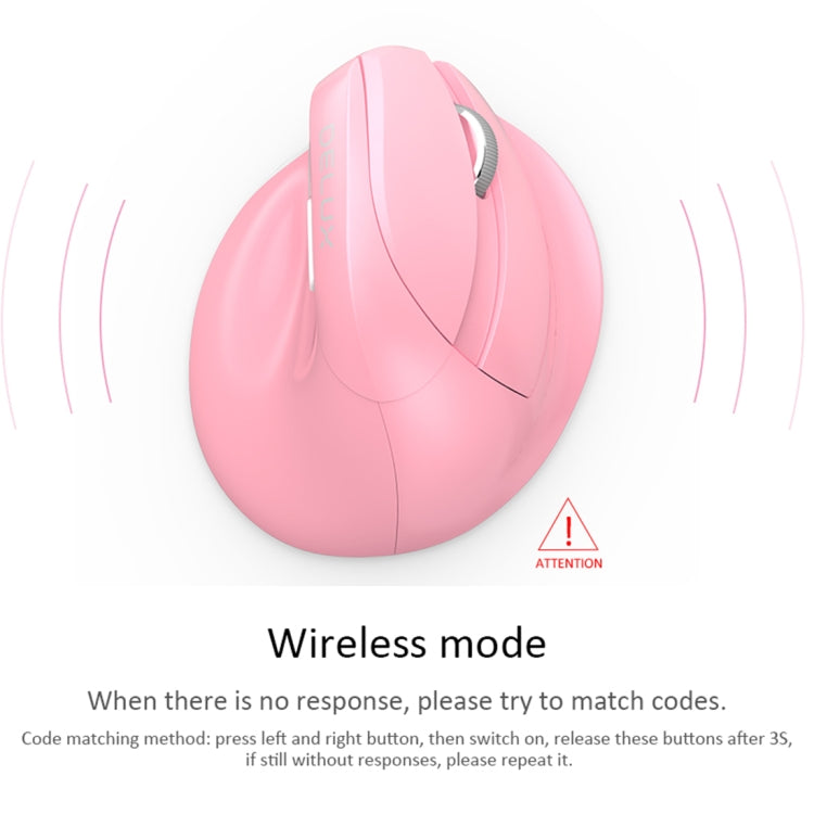 DELUX M618 Mini 2.4G Wireless 2400DPI USB Rechargeable Ergonomic Vertical Mouse (Pink) - Wireless Mice by DELUX | Online Shopping South Africa | PMC Jewellery | Buy Now Pay Later Mobicred