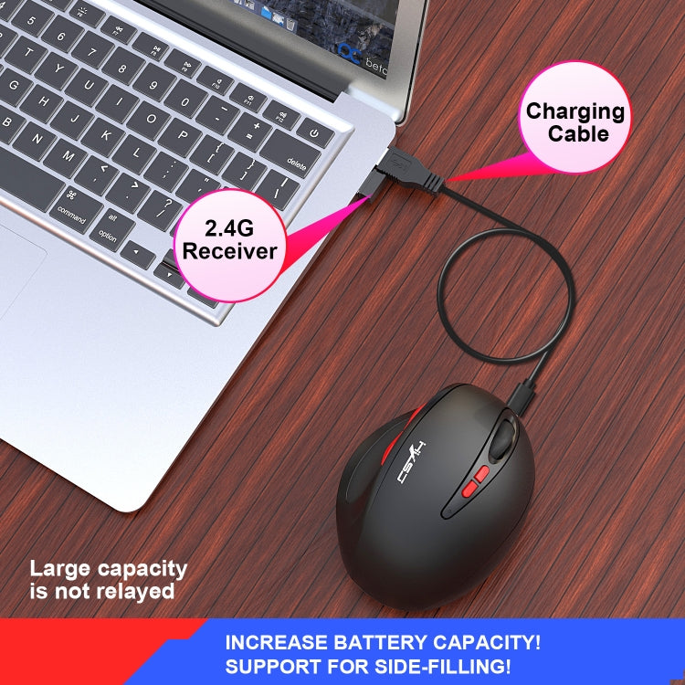 HXSJ T31 2.4GHz 2400DPI Three-speed Adjustable 7-keys Rechargeable Vertical Wireless Optical Mouse - Wireless Mice by HXSJ | Online Shopping South Africa | PMC Jewellery | Buy Now Pay Later Mobicred