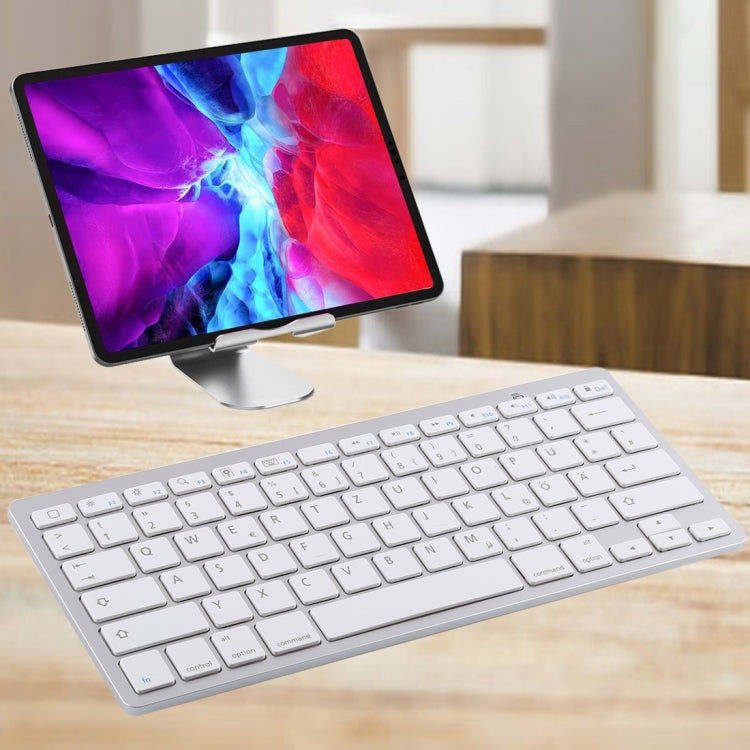 WB-8022 Ultra-thin Wireless Bluetooth Keyboard, German Keys(Silver) - Wireless Keyboard by PMC Jewellery | Online Shopping South Africa | PMC Jewellery | Buy Now Pay Later Mobicred