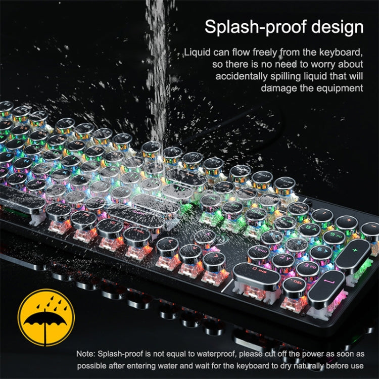 MSEZ HJK900-7 104-keys Electroplated Transparent Character Punk Keycap Colorful Backlit Wired Mechanical Gaming Keyboard(Black) - Wired Keyboard by MS&EZ | Online Shopping South Africa | PMC Jewellery | Buy Now Pay Later Mobicred