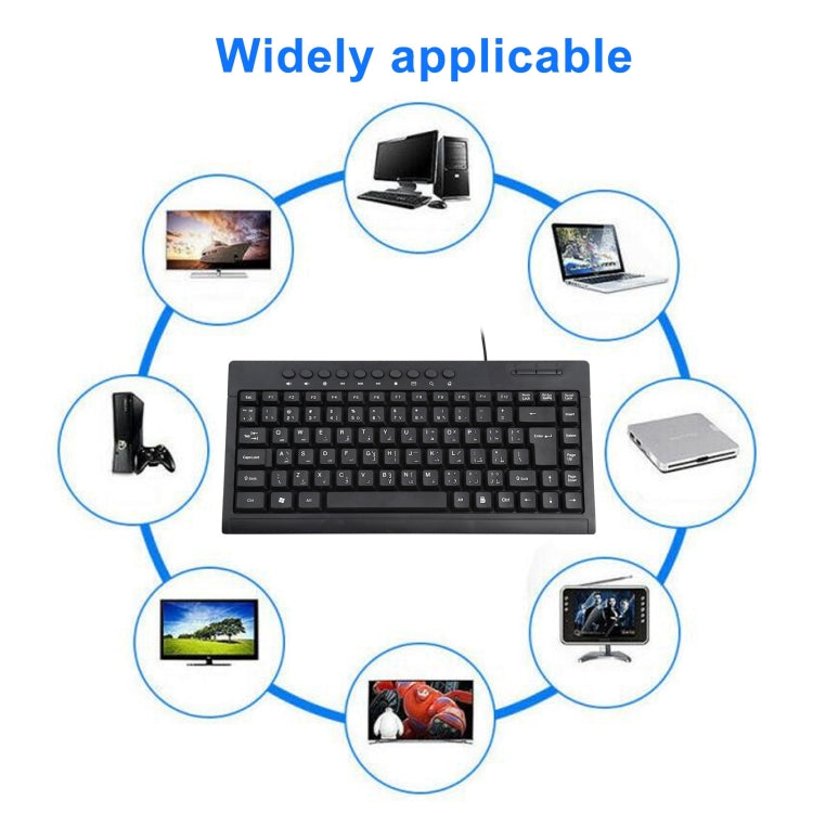 KB-301A Multimedia Notebook Mini Wired Keyboard, Arabic Version (Black) - Wired Keyboard by PMC TechLife | Online Shopping South Africa | PMC TechLife | Buy Now Pay Later Mobicred