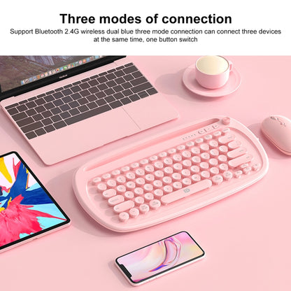 FOETOR K520t Mini Three Modes Wireless Bluetooth Keyboard(Pink) - Wireless Keyboard by FOETOR | Online Shopping South Africa | PMC Jewellery | Buy Now Pay Later Mobicred