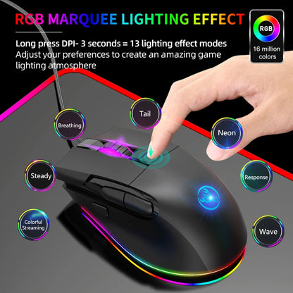 HXSJ A905 8-buttons 7200 DPI Programmable Wired Gaming Mouse, Cable Length: 1.6m - Wired Mice by HXSJ | Online Shopping South Africa | PMC Jewellery | Buy Now Pay Later Mobicred