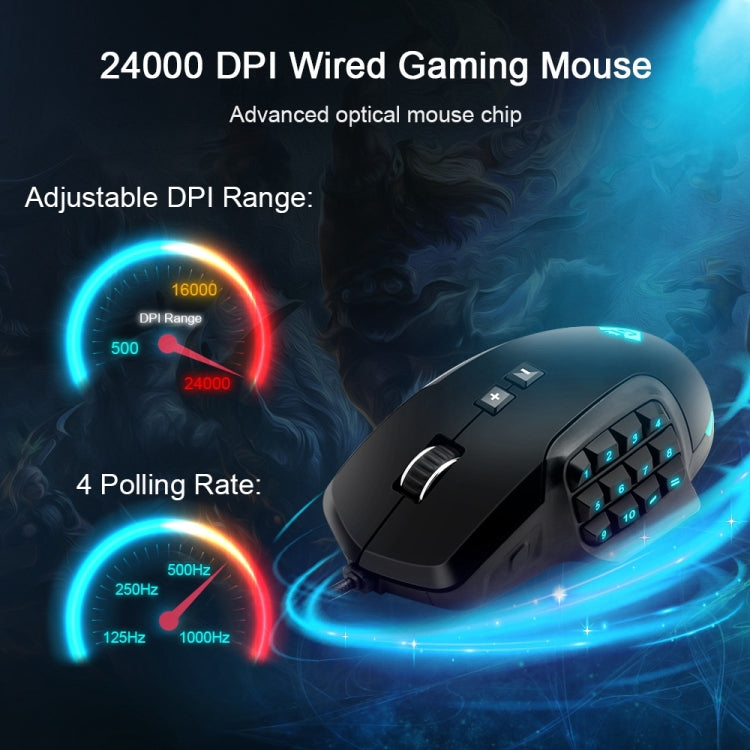 Rocketek GM900 24000DPI 16-keys RGB Light USB Wired Programming Gaming Computer Mouse (Black) - Wired Mice by ROCKETEK | Online Shopping South Africa | PMC Jewellery | Buy Now Pay Later Mobicred