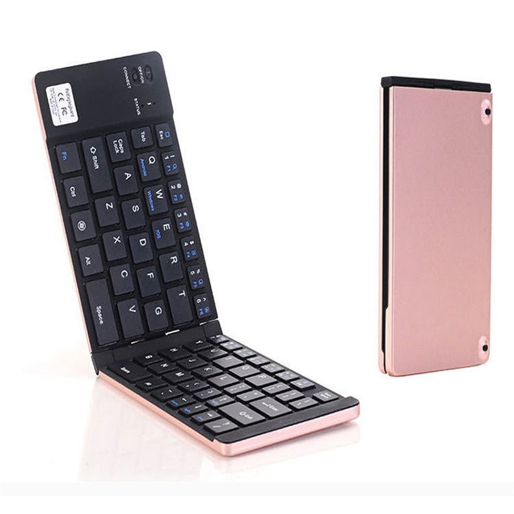 F66 Foldable Bluetooth Wireless 66 Keys Keyboard, Support Android / Windows / iOS (Rose Gold) - Wireless Keyboard by PMC Jewellery | Online Shopping South Africa | PMC Jewellery | Buy Now Pay Later Mobicred