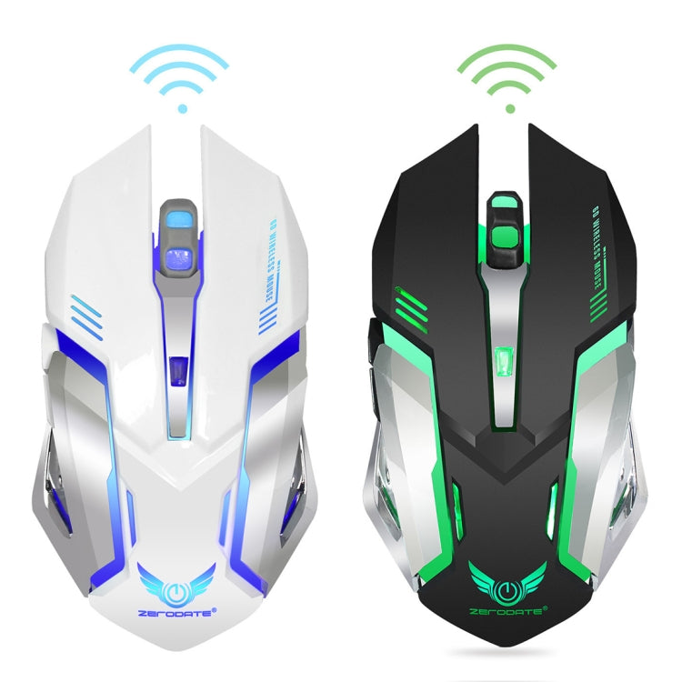 ZERODATE X70 2.4GHz Wireless 6-Keys 2400 DPI Adjustable Ergonomics Optical Gaming Mouse with Breathing Light(White) - Wireless Mice by ZERODATE | Online Shopping South Africa | PMC Jewellery | Buy Now Pay Later Mobicred