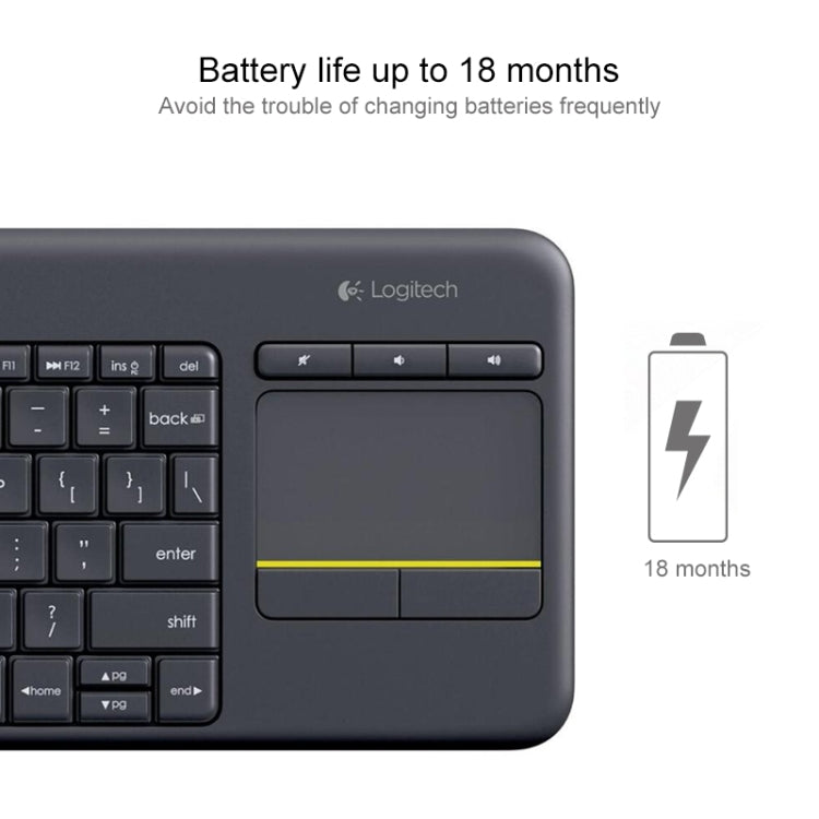 Logitech K400 Plus 2.4GHz Wireless Touch Control Keyboard, Wireless Range: 10m (Black) - free shipping - PMC Jewellery - Order now!