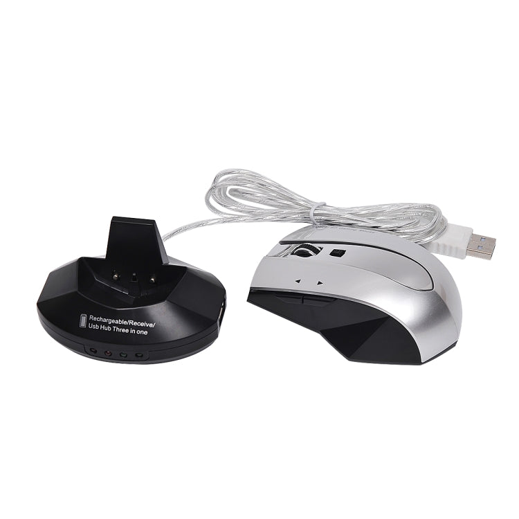 MZ-011 2.4GHz 1600DPI Wireless Rechargeable Optical Mouse with HUB Function(Black Silver) - Wireless Mice by PMC Jewellery | Online Shopping South Africa | PMC Jewellery | Buy Now Pay Later Mobicred