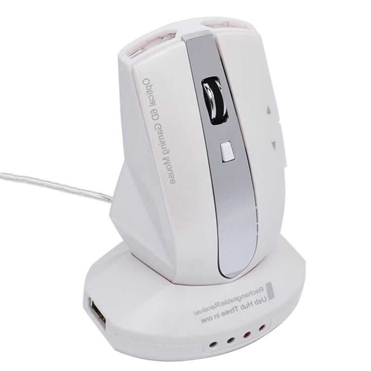 MZ-011 2.4GHz 1600DPI Wireless Rechargeable Optical Mouse with HUB Function(Pearl White) - Wireless Mice by PMC Jewellery | Online Shopping South Africa | PMC Jewellery | Buy Now Pay Later Mobicred