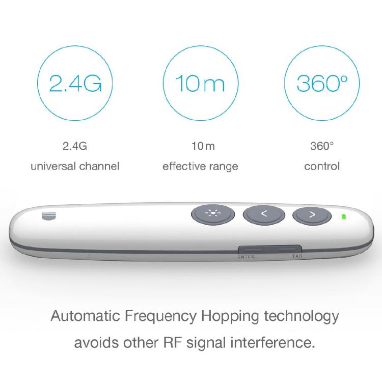 Doosl DSIT007 2.4GHz Rechargeable Powerpoint Presentation Wireless Cliker Remote Control Pen, Control Distance: 10m(White) - free shipping - PMC TechLife - Order now!