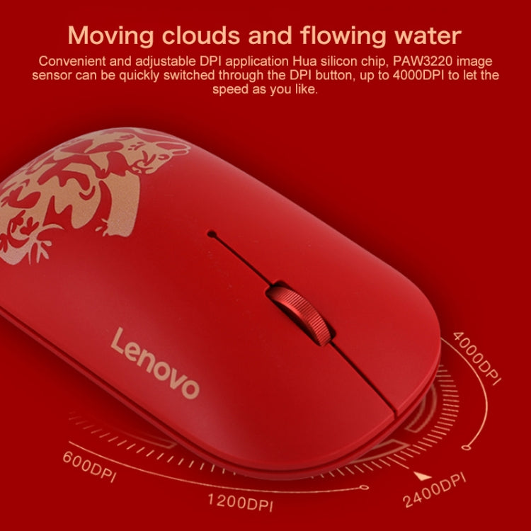 Lenovo Air Handle Lightweight Portable Mute Wireless Mouse, Blessing Mouse Version (Red) - free shipping - PMC Jewellery - Order now!