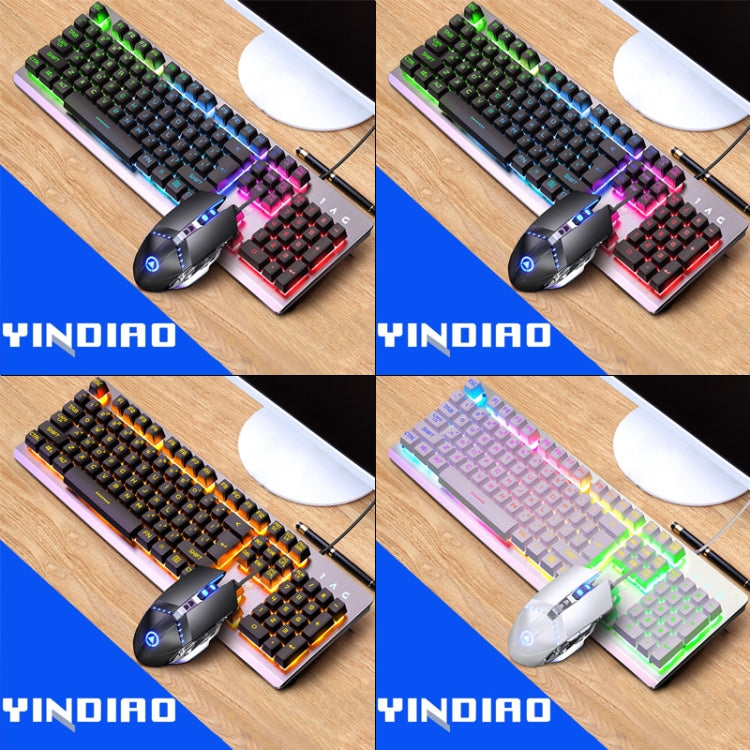 YINDIAO K002 USB Wired Mechanical Feel RGB Backlight Keyboard + Optical Silent Mouse + Headset Set(Black) - free shipping - PMC Jewellery - Order now!