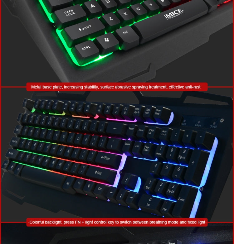 iMICE AK-400 USB Interface 104 Keys Wired Colorful Backlight Gaming Keyboard for Computer PC Laptop(Black) - Wired Keyboard by iMICE | Online Shopping South Africa | PMC Jewellery | Buy Now Pay Later Mobicred