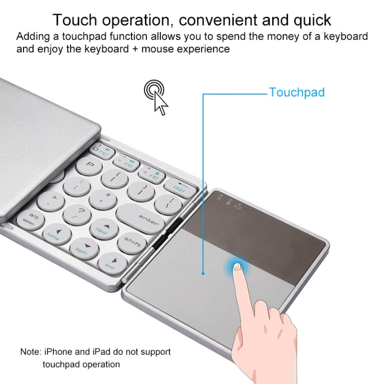 GK408 Three-fold Rechargeable Wireless Bluetooth Keyboard with Touchpad, Support Android / IOS / Windows (Silver) - Wireless Keyboard by PMC TechLife | Online Shopping South Africa | PMC TechLife