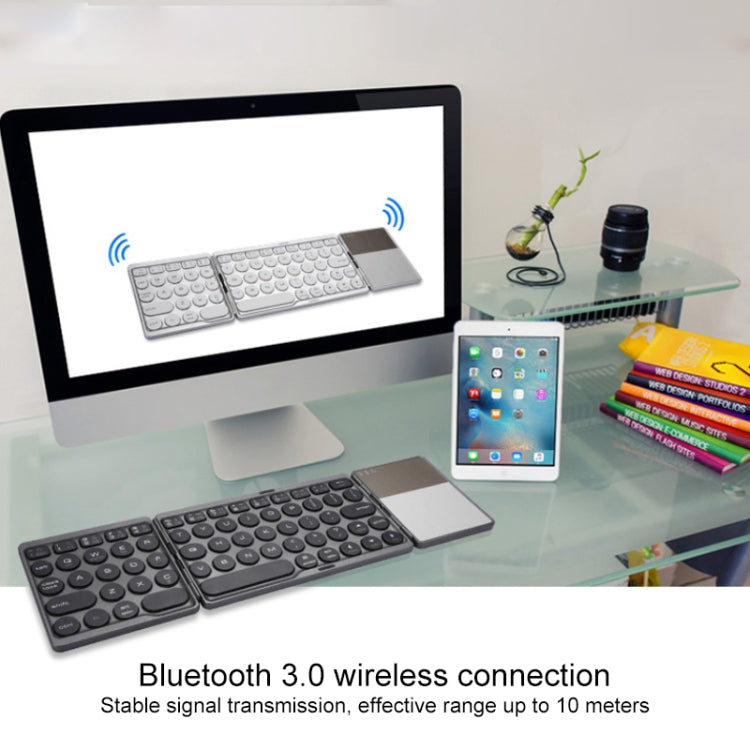 GK408 Three-fold Rechargeable Wireless Bluetooth Keyboard with Touchpad, Support Android / IOS / Windows (Silver) - Wireless Keyboard by PMC TechLife | Online Shopping South Africa | PMC TechLife