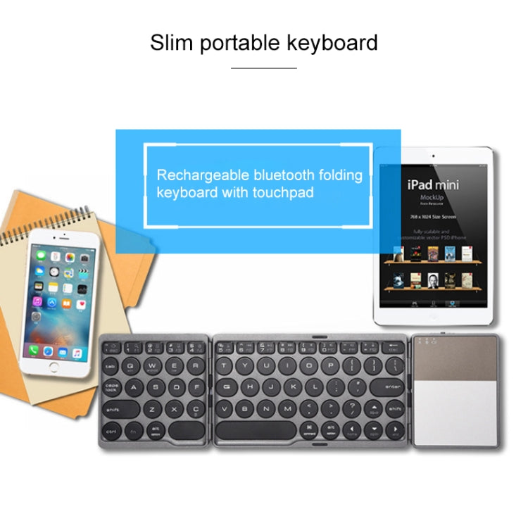 GK408 Three-fold Rechargeable Wireless Bluetooth Keyboard with Touchpad, Support Android / IOS / Windows (Silver) - Wireless Keyboard by PMC TechLife | Online Shopping South Africa | PMC TechLife