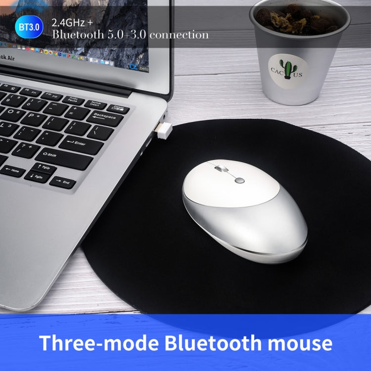 HXSJ T36 2.4G Bluetooth 5.0+3.0 Three-mode Silent Design Wireless Bluetooth Mouse (Silver) - Wireless Mice by HXSJ | Online Shopping South Africa | PMC Jewellery | Buy Now Pay Later Mobicred