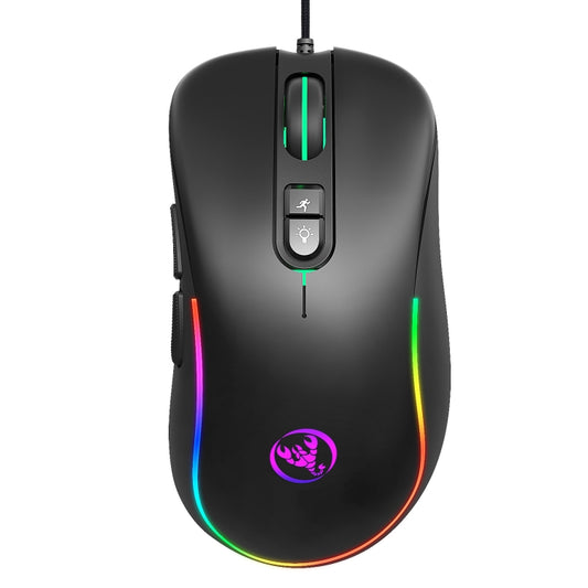 HXSJ J300 7 Keys RGB Lighting Programmable Gaming Wired Mouse(Black) - Wired Mice by HXSJ | Online Shopping South Africa | PMC Jewellery | Buy Now Pay Later Mobicred