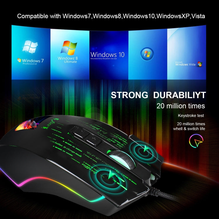 HXSJ J500 7 Keys RGB Programmable Display Screen Gaming Wired Mouse - Wired Mice by HXSJ | Online Shopping South Africa | PMC Jewellery | Buy Now Pay Later Mobicred