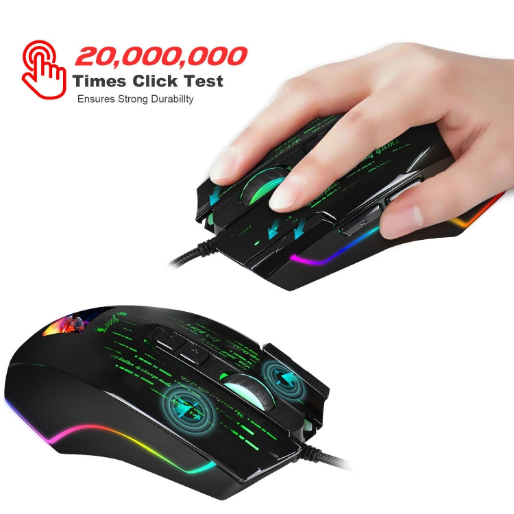 HXSJ J500 7 Keys RGB Programmable Display Screen Gaming Wired Mouse - Wired Mice by HXSJ | Online Shopping South Africa | PMC Jewellery | Buy Now Pay Later Mobicred