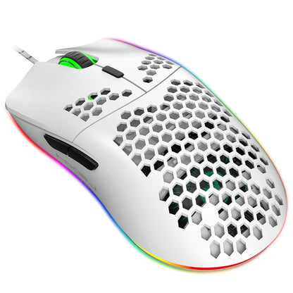 HXSJ J900 6 Keys RGB Lighting Programmable Gaming Wired Mouse (White) - Wired Mice by HXSJ | Online Shopping South Africa | PMC Jewellery | Buy Now Pay Later Mobicred