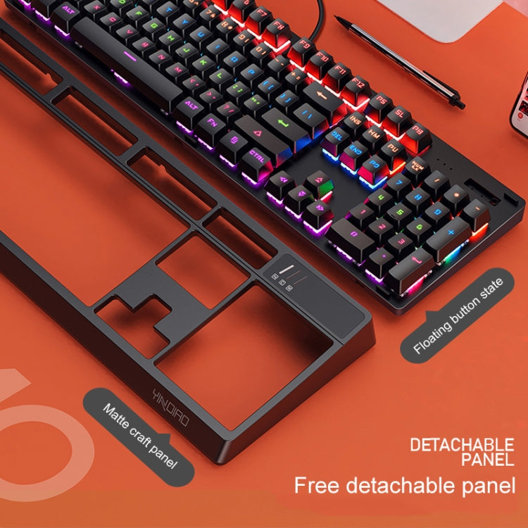 YINDIAO K300 USB Detachable Panel Mechanical Lighting Blue Shaft Gaming Wired Keyboard (Pink) - free shipping - PMC Jewellery - Order now!