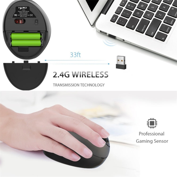 HXSJ T33 2.4GHz Ergonomic Optical Wireless Notebook PC Mouse (Black) - Wireless Mice by HXSJ | Online Shopping South Africa | PMC Jewellery | Buy Now Pay Later Mobicred